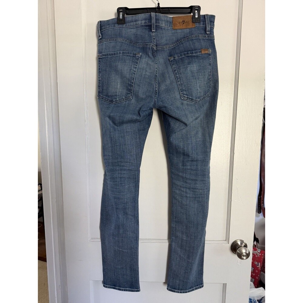 7 For All Mankind Paxtyn Mens 32 Blue Stretch Slim Straight Jeans Made in USA